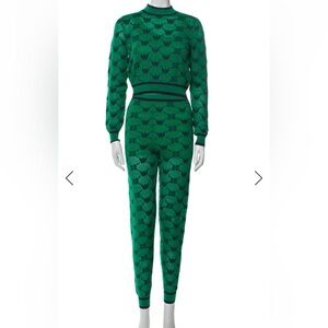 100% Authentic Gucci X Adidas  Green Patterned Jumpsuit sz small MSRP $3,400